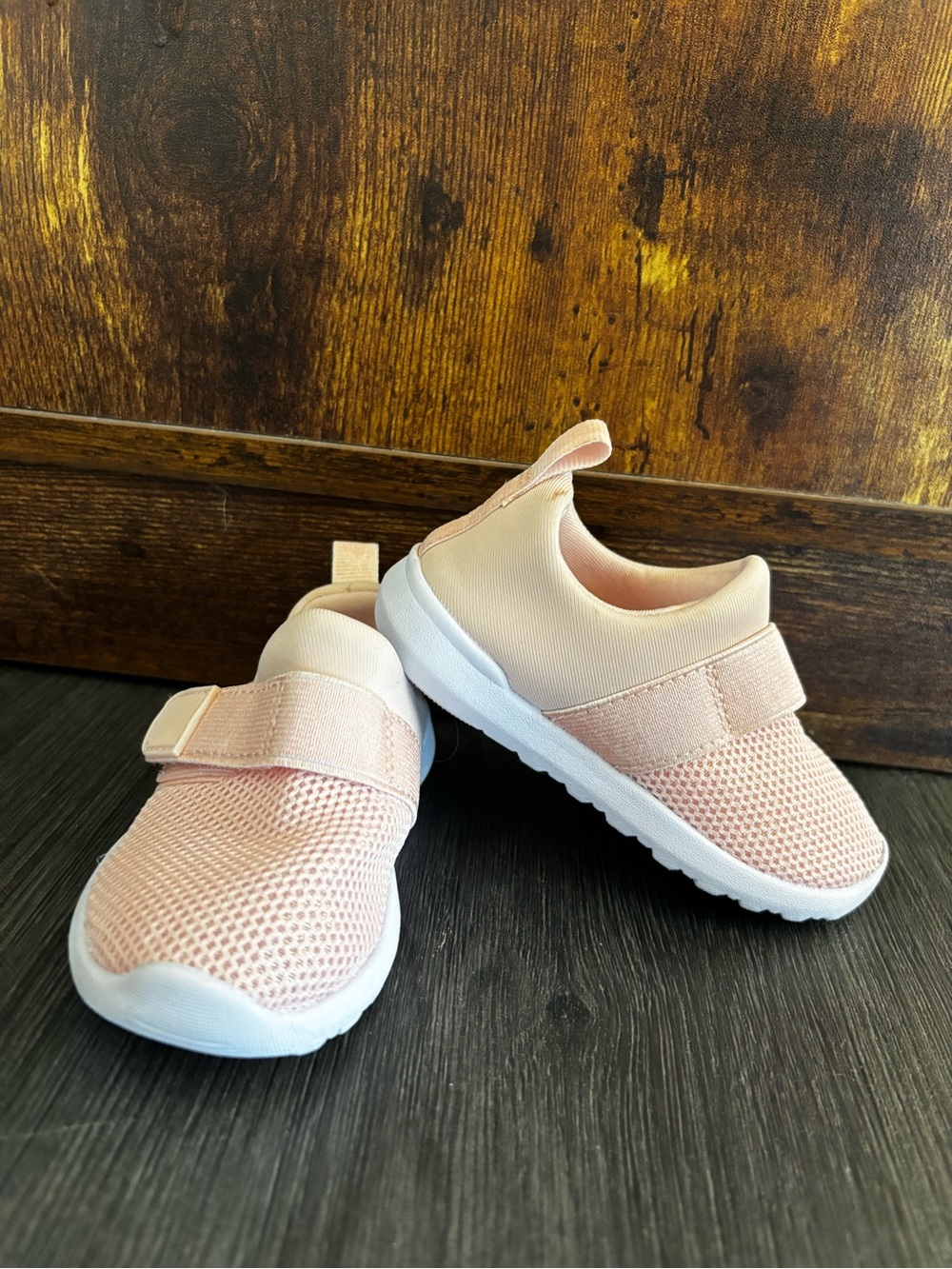 Kids Pink Slip-On Athletic Water Shoes with Hook & Loop Strap